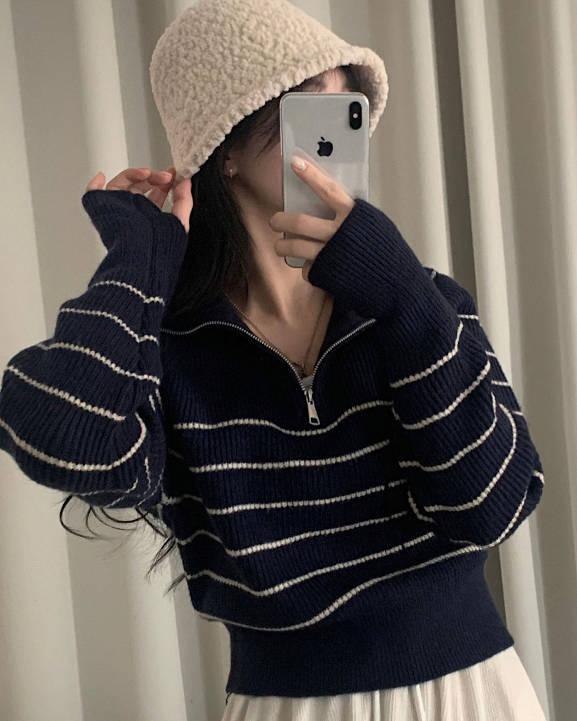 Striped Half Zip-Up