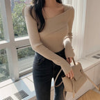Oblique Ribbed Knit Top