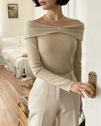 Ribbon Off-Shoulder Knit