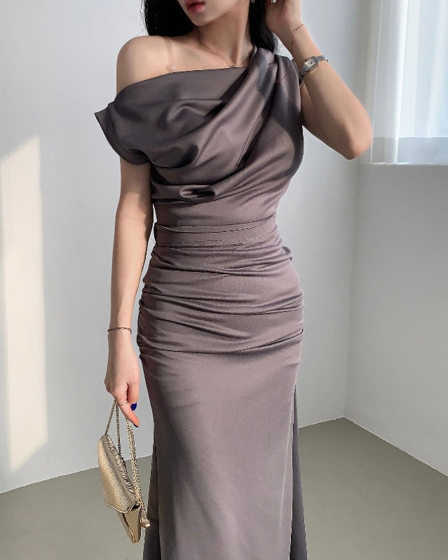 Hip Shirring Long Skirt