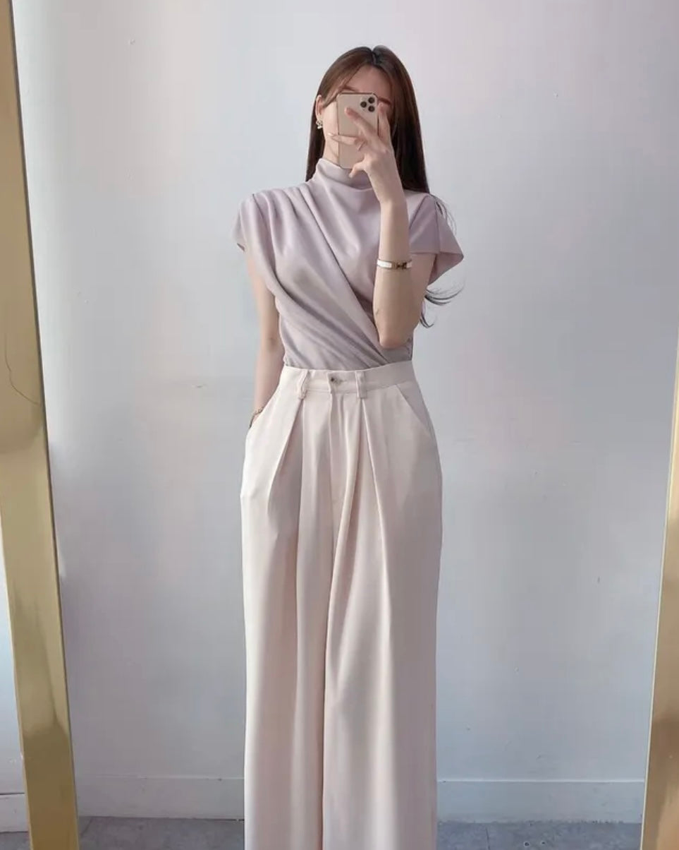 Shirring Half-Neck Top