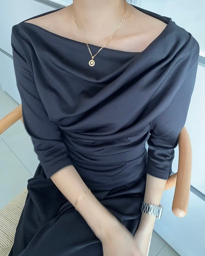 Shirring Elbow Sleeve Blouse