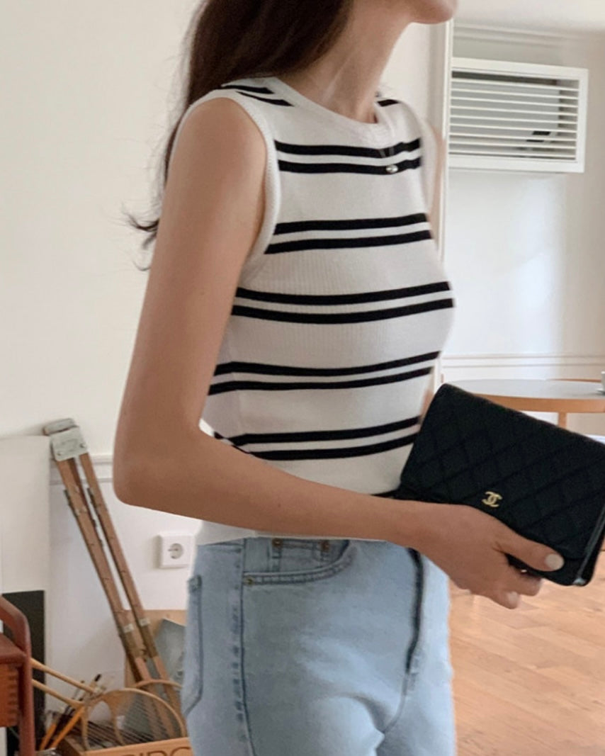 Striped Knit Sleeveless