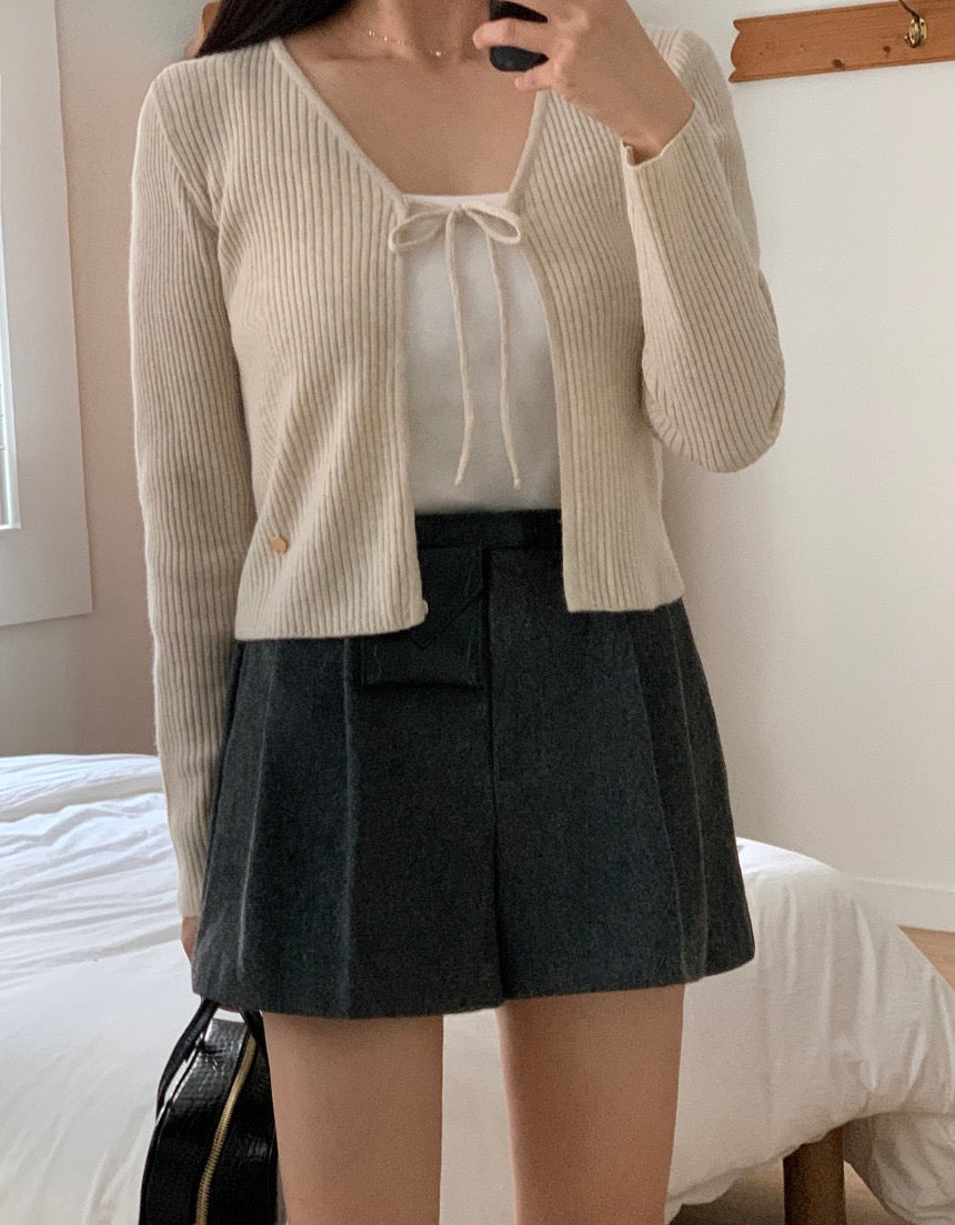 Cashmere Wool Ribbon Cardigan