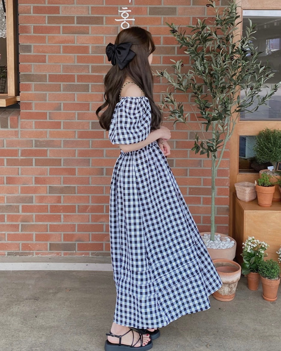 Puff Shoulder Long Dress