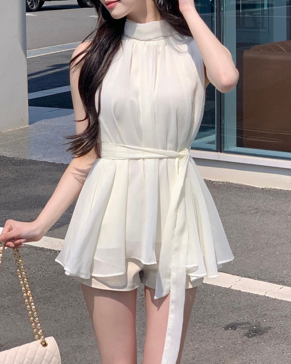 [ Sale Excluded ] Halter-Neck Chiffon Blouse