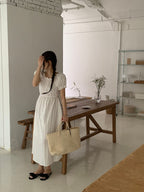 Off-Shoulder Back Ribbon Dress