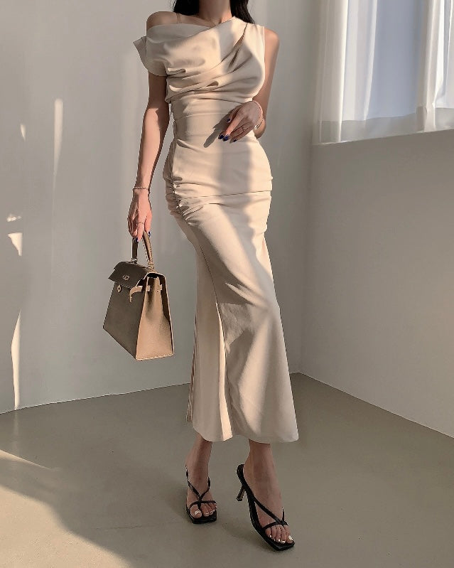 Hip Shirring Long Skirt