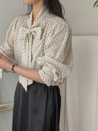 Polka Dot Ribbon Blouse