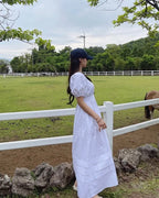 Puff Shoulder Long Dress