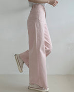 Pocket Back-Band Wide Cotton Pants