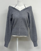 Halter V-Neck Knit Top