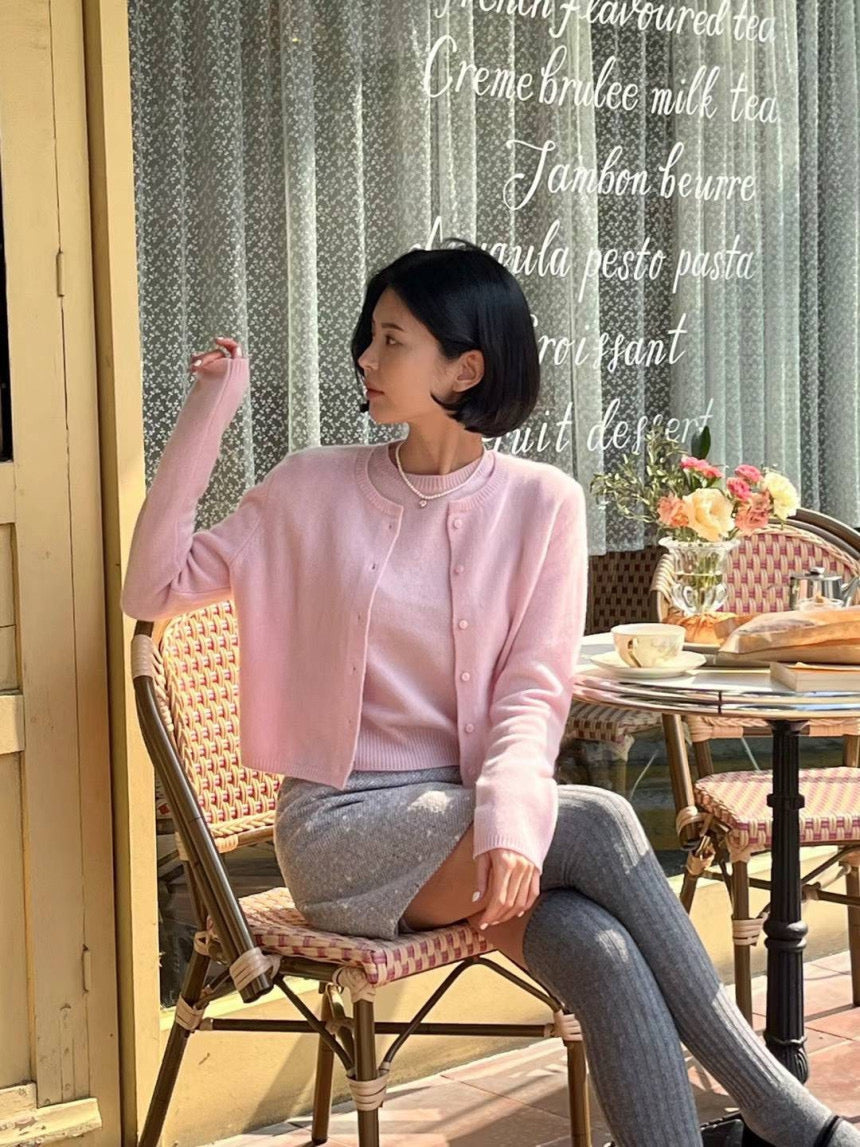 100% Wool Pink Cardigan