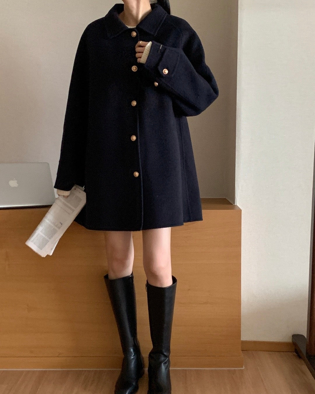 Premium Clair Wool Coat with Inner Padded Vest