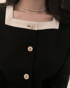 Square-Neck Tweed Dress