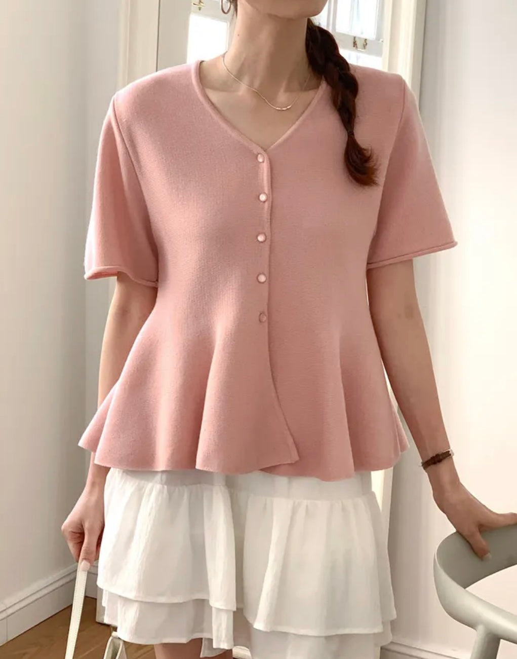 Flared Knit Blouse