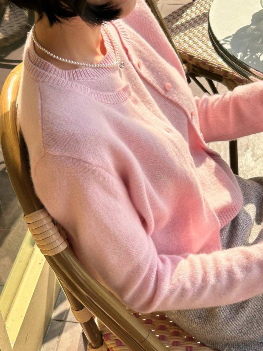 100% Wool Pink Cardigan