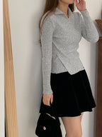 Wrap Collar V-Neck Knit