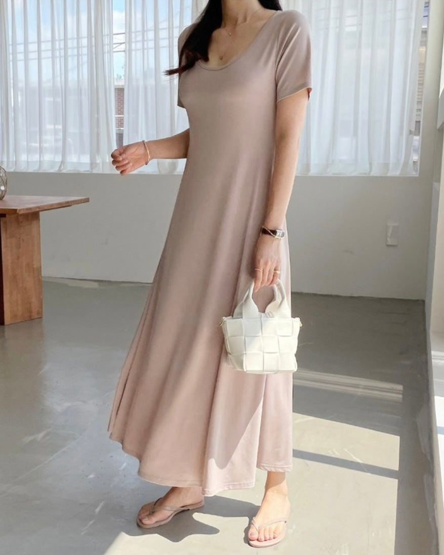 Cool U-Neck Short Sleeve Dress