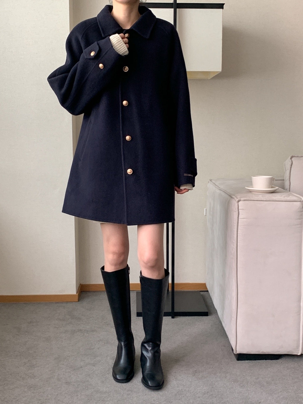 Premium Clair Wool Coat with Inner Padded Vest