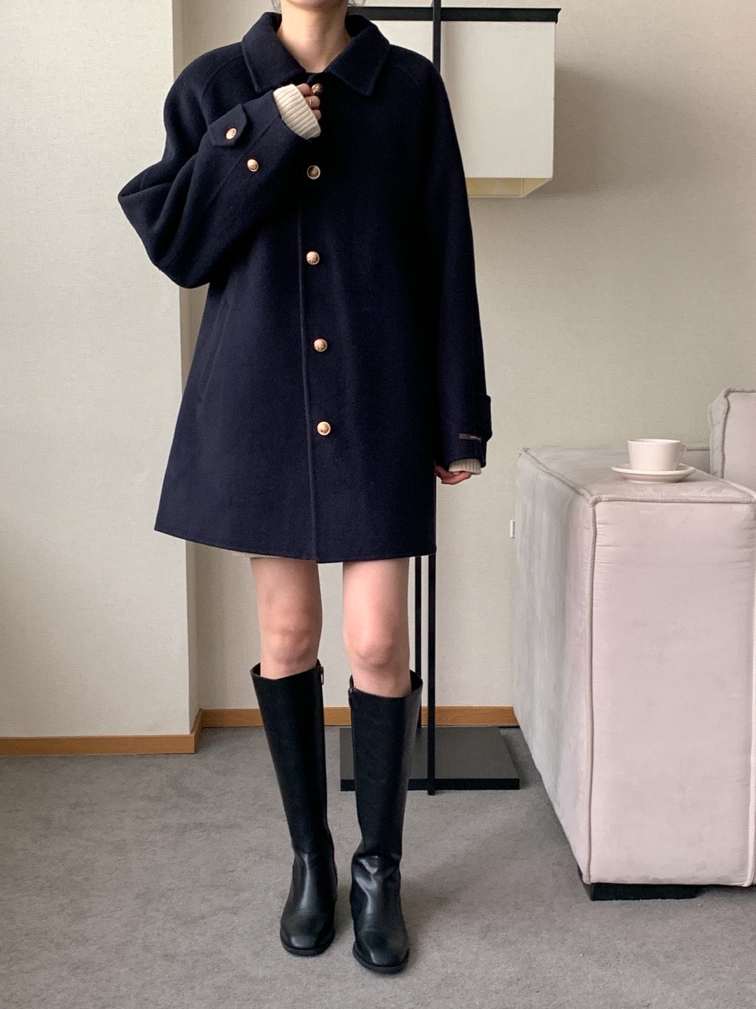 Premium Clair Wool Coat with Inner Padded Vest