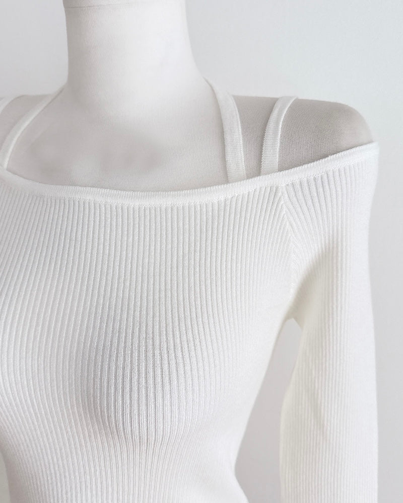 Cathy Ribbed Halter-Neck Knit Top