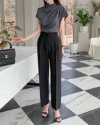 Shirring Half-Neck Top