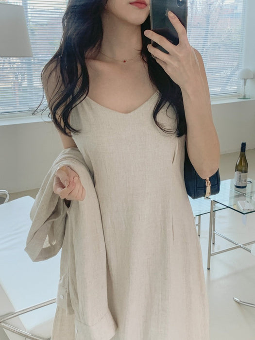 Linen Shirt Dress Set