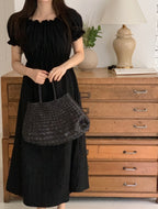 Off-Shoulder Back Ribbon Dress