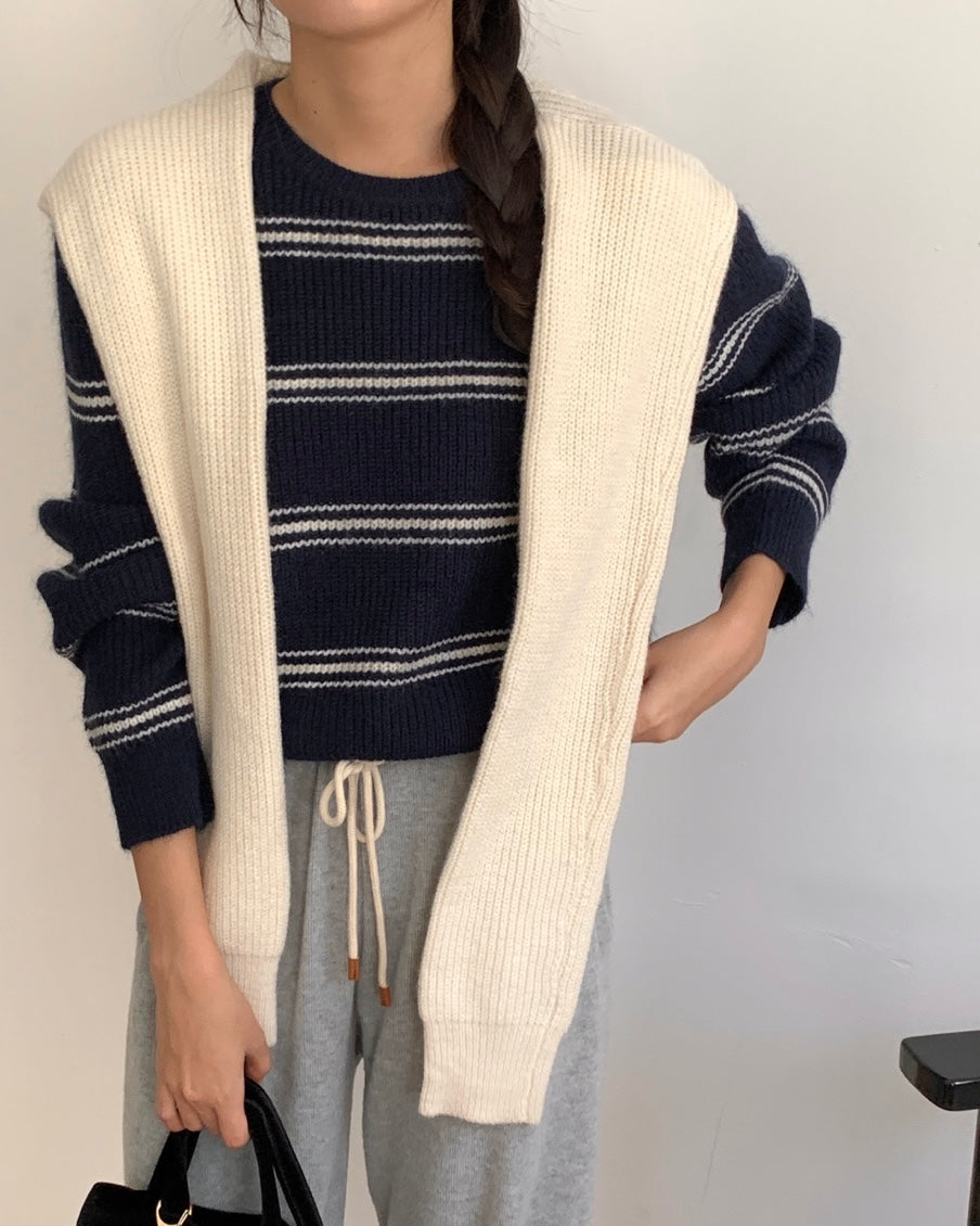 Pipi Striped Knit & Shawl Set