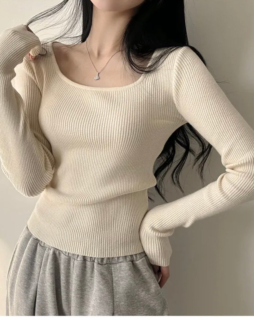 Alina Square-Neck Knit Top