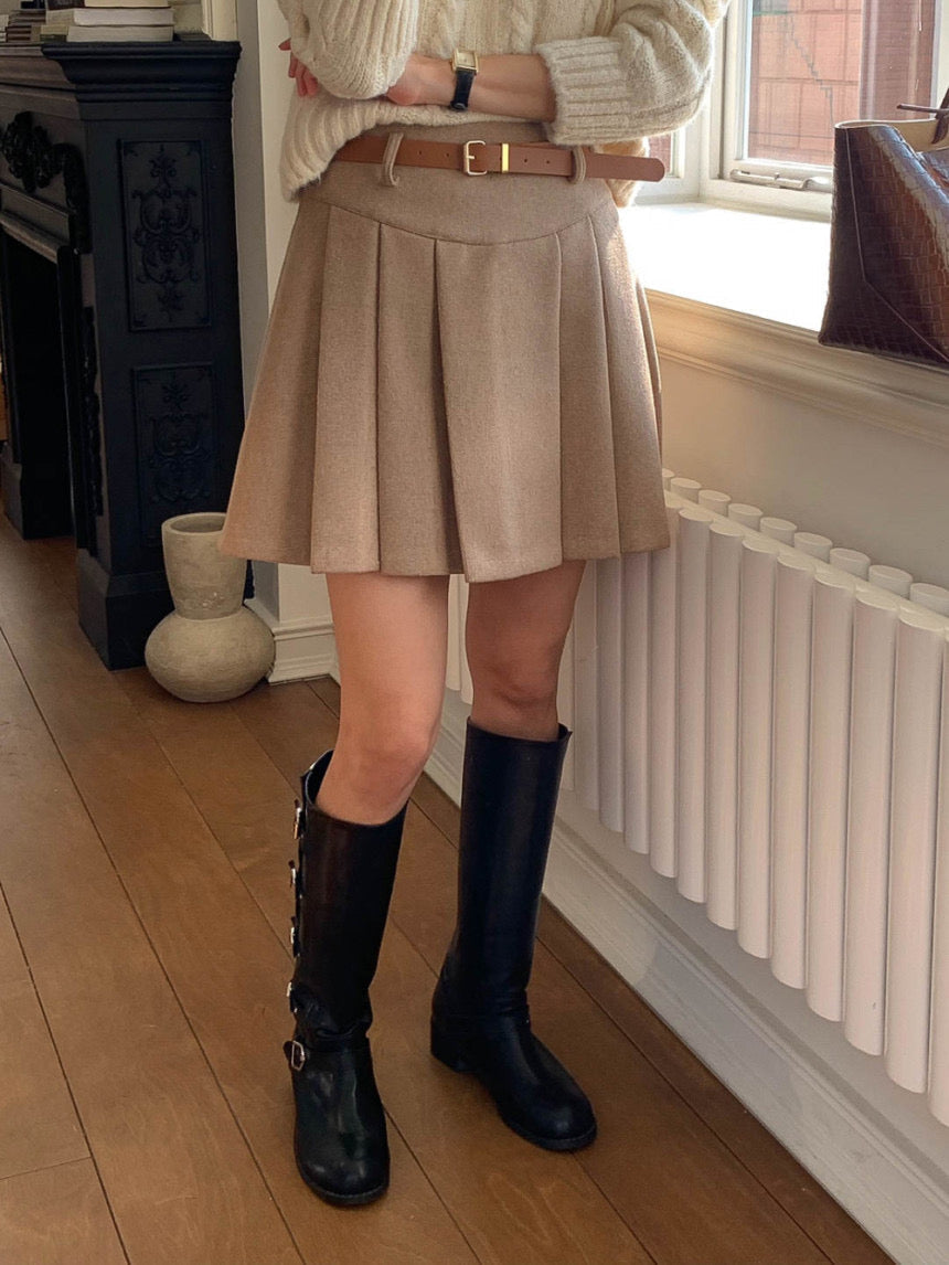 [S,M] Tommy Wool Skirt + Belt