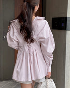 [ Pre-order ] Back Strap Shirt Mini Dress