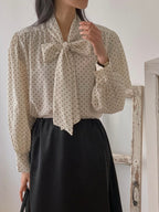 Polka Dot Ribbon Blouse