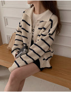 Striped Collor Cardigan