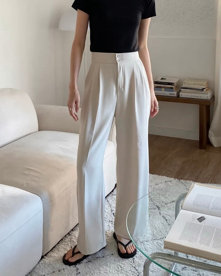 [S,M] High-Waist Banding Slacks