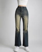 [Short/Long] Vintage Yellow Stretchy Semi-Flared Jeans