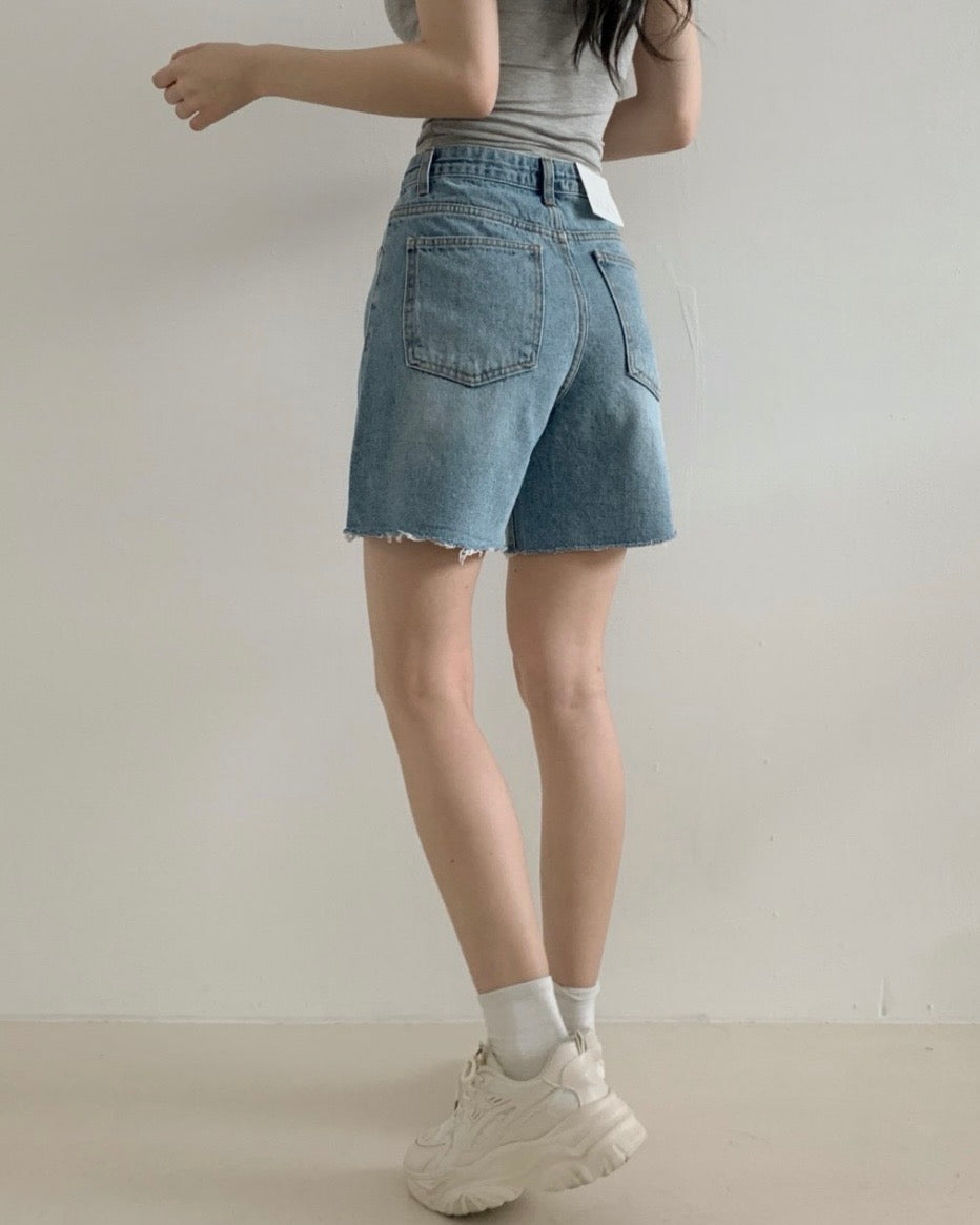 [S,M,L] Easy Fit A-Line Denim Shorts