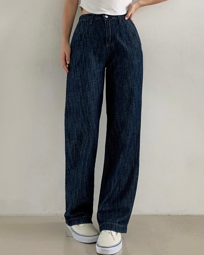 [S,M,L] Lightweight Banding Denim (Dark-Wash)