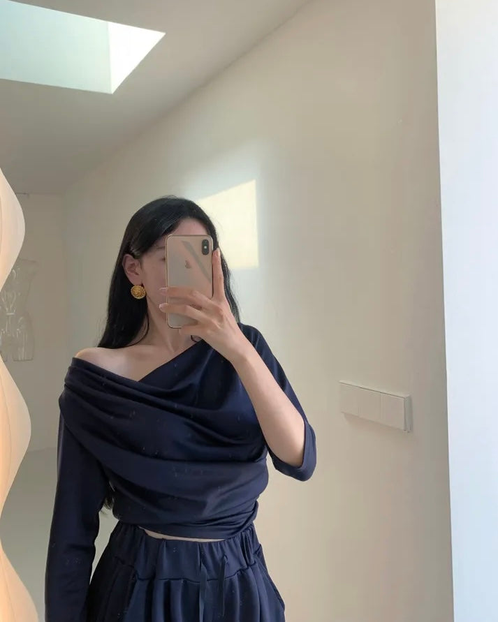 Shirring Elbow Sleeve Blouse