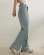 [S,M,L] Cool Front-Pintuck Semi Flare Jeans