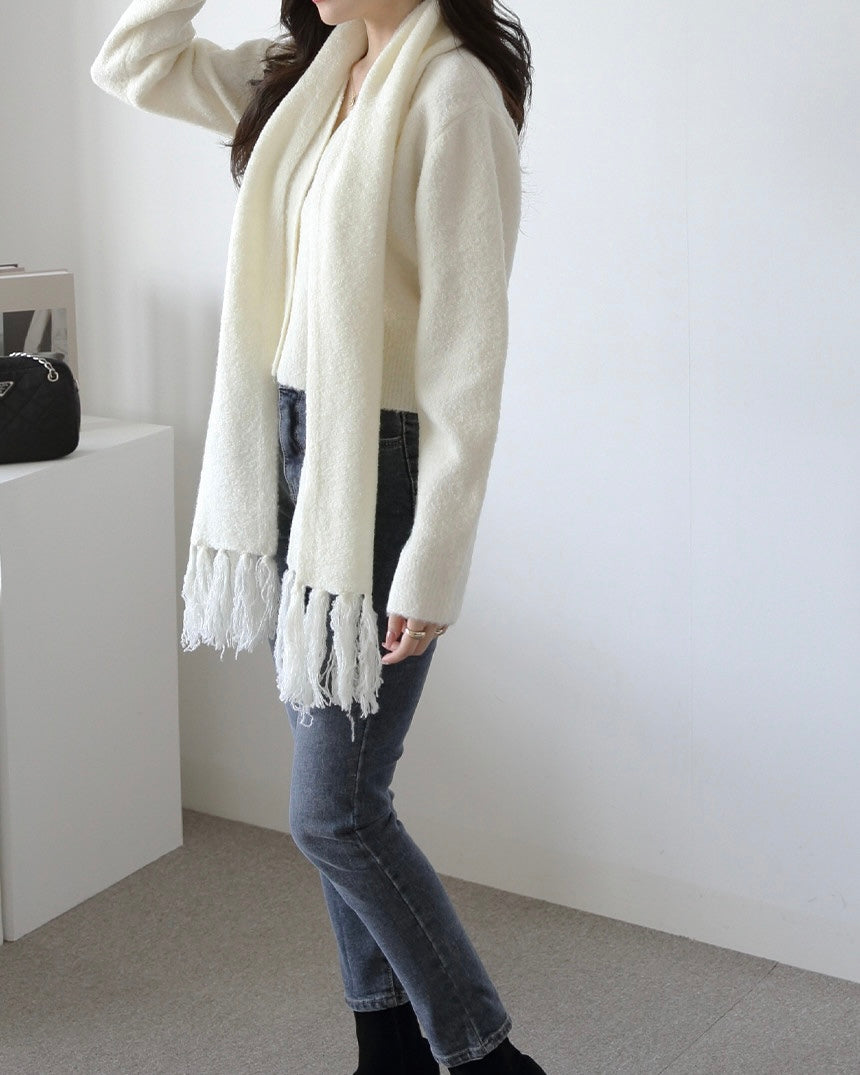 Alpaca Wool Muffler Cardigan Set