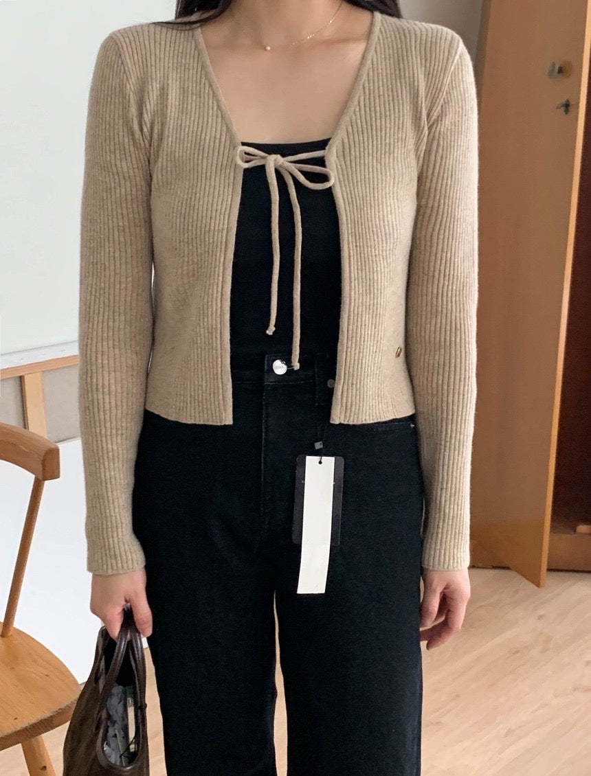 Cashmere Wool Ribbon Cardigan