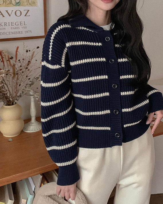 Striped Collor Cardigan