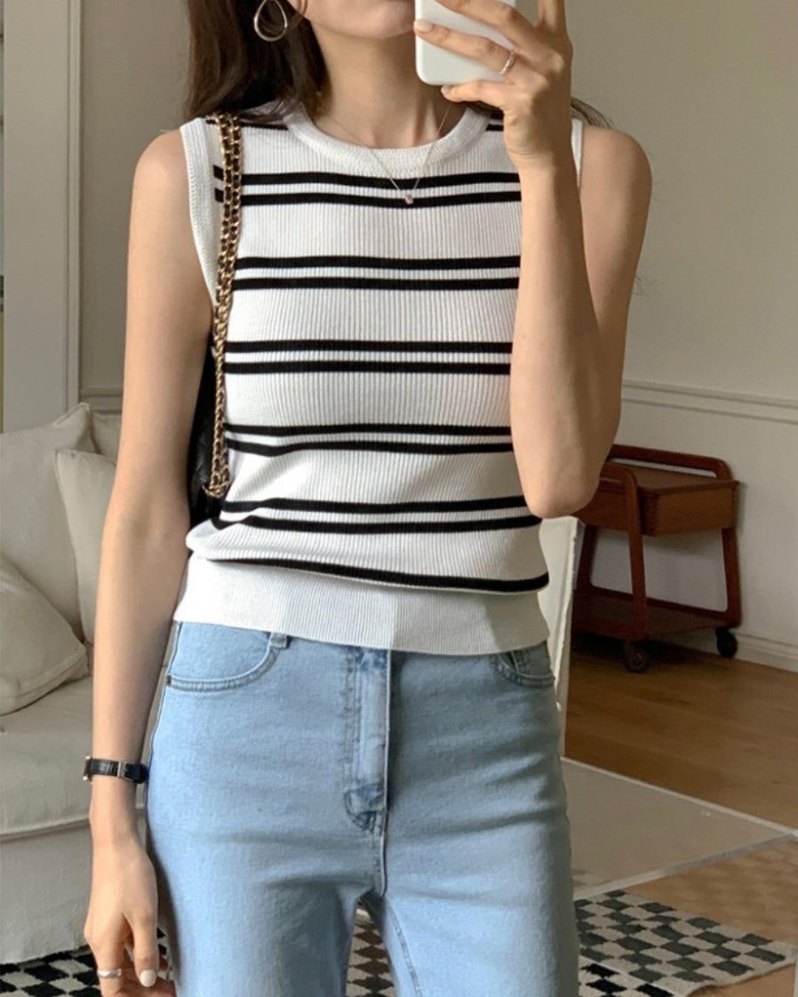 Striped Knit Sleeveless