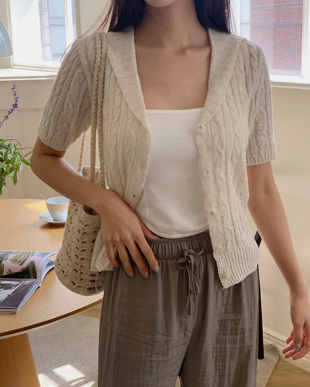 Collar Cable Cardigan