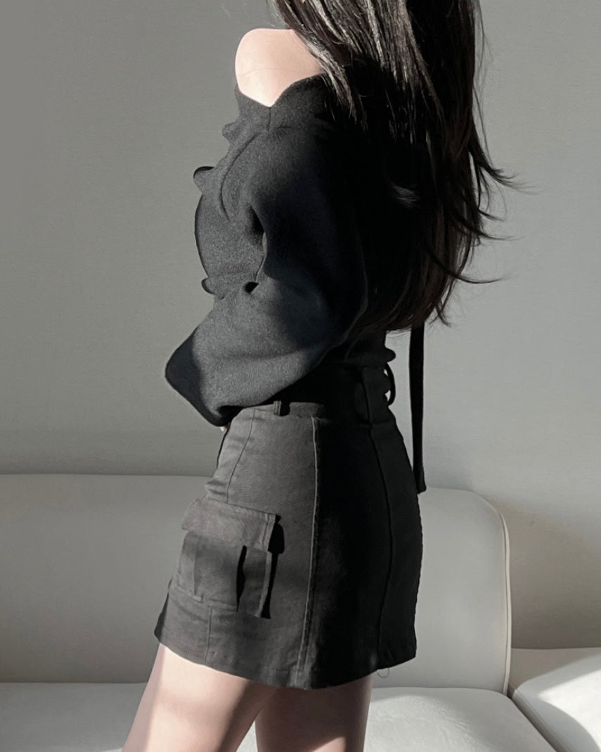Brushed Shirring Tie Knit