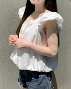 [ Sale Excluded ] Balloon Ribbon Blouse