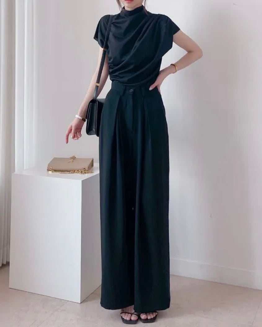 Shirring Half-Neck Top