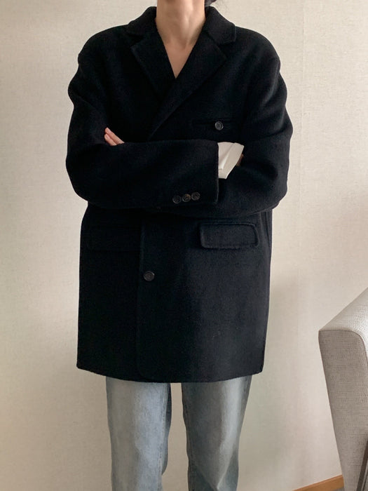 Black 100% Wool Jacket with Padded Vest